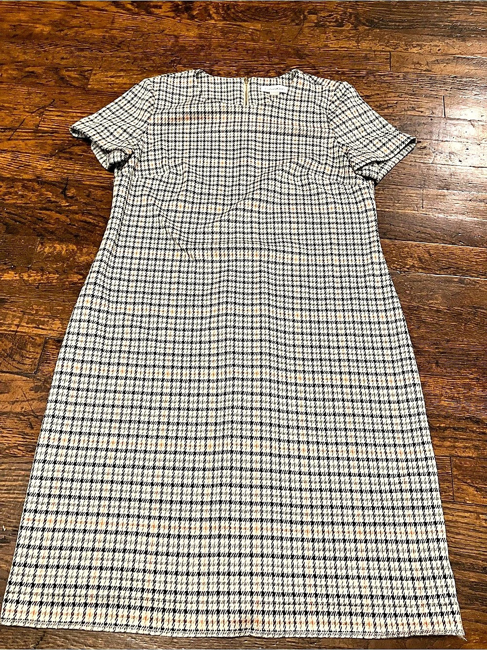 Calvin Klein Plaid Short Sleeve Sheath Dress beige & Black Size 10